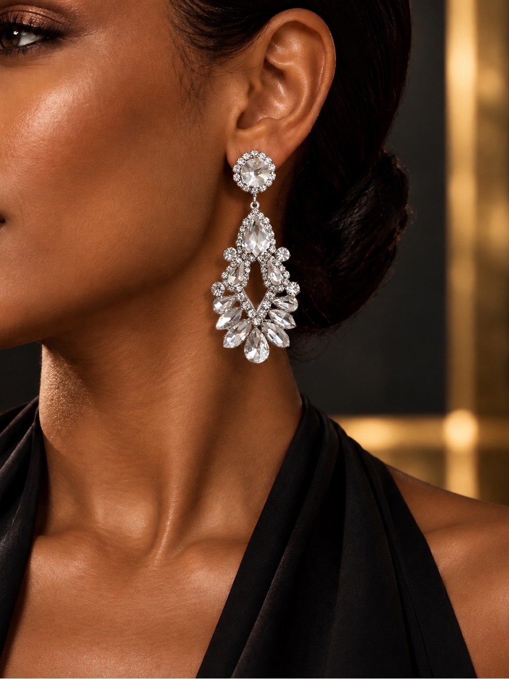 Crystal Silver Chandelier Drop Earrings